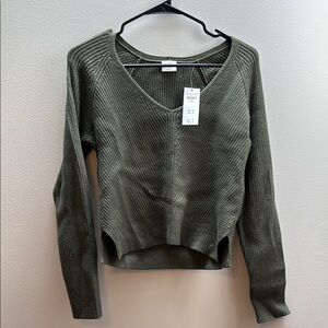 Abercrombie & Fitch Olive Green Ribbed Knit Top